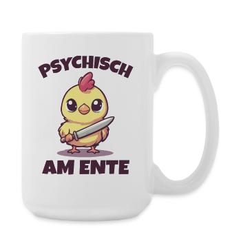 Psychisch am Ente lustiger Spruch - Große Tasse 440 ml - Weiß - Rechts