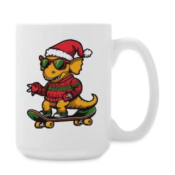 Dinosaure tricératops Noël drôle - Grande tasse 440 ml - blanc - Droite