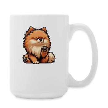 Parlez à la patte Poméranien Poméranien Spitz de Poméranie - Grande tasse 440 ml - blanc - Droite