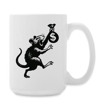 Rat with money bag in Banksy style - Large Mug 440 ml - white - Right