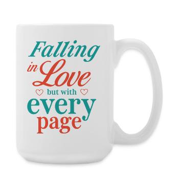 Falling in Love but With Every Page - Large Mug 440 ml - white - Right
