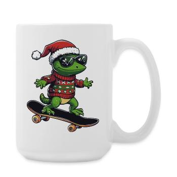 Lézard Noël Drôle - Grande tasse 440 ml - blanc - Droite