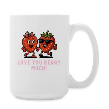 Berry Duo Strawberries Fruit Fruits Cartoon - Large Mug 440 ml - white - Right