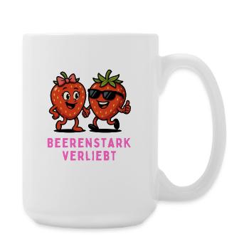 Berry Strong In Love Dessin Animé Fraises Motif - Grande tasse 440 ml - blanc - Droite