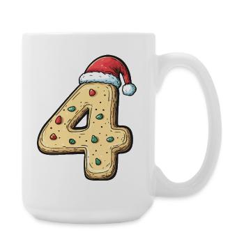 4 Zahl Keks Weihnachten - Große Tasse 440 ml - Weiß - Rechts
