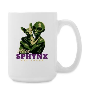 Grün Alien Sphynx Katzenliebhaber - Große Tasse 440 ml - Weiß - Rechts
