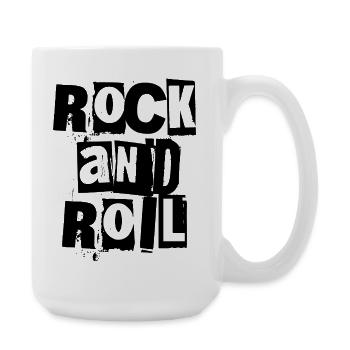 Rock'n'Roll-Logo mit fettem und distressed-Logo - Große Tasse 440 ml - Weiß - Rechts