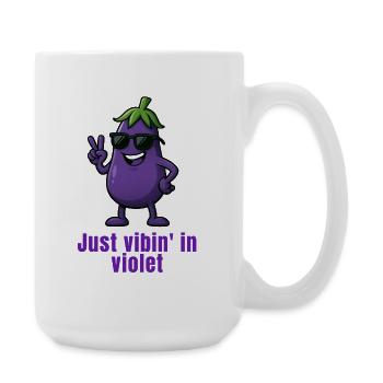 Eggplant - vibes in violet cartoon - Large Mug 440 ml - white - Right