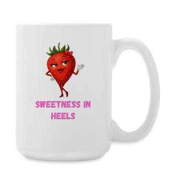 Süße Erdbeere in High Heels karikatur  - Große Tasse 440 ml - Weiß - Rechts