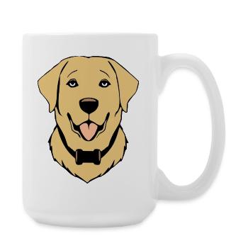 Golden Retriever Hunde T-shirt Hundekopf Geschenk - Große Tasse 440 ml - Weiß - Rechts