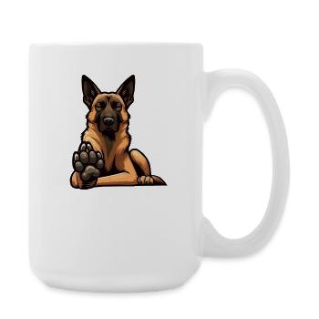 Sprich mit der Pfote Malinois Schäferhund Hütehund - Große Tasse 440 ml - Weiß - Rechts