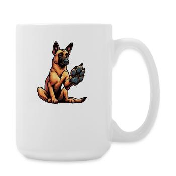 Sprich mit der Pfote Malinois Schäferhund Hütehund - Große Tasse 440 ml - Weiß - Rechts