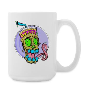 Crâne néon avec choc de couleur - Grande tasse 440 ml - blanc - Droite