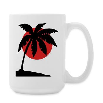 Palm Tree Sunset – Tropical Silhouette - Large Mug 440 ml - white - Right