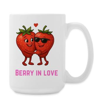 Berry in Love Erdbeere paar karikatur  - Große Tasse 440 ml - Weiß - Rechts