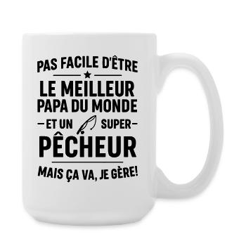 Pêche – Super Papa Pêcheur - Grande tasse 440 ml - blanc - Droite