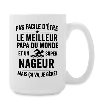 Natation – Super Papa Nageur - Grande tasse 440 ml - blanc - Droite