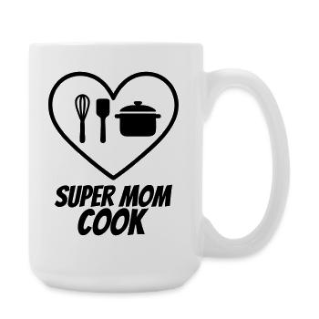Super Mama Köchin – Herz & Küche  - Große Tasse 440 ml - Weiß - Rechts