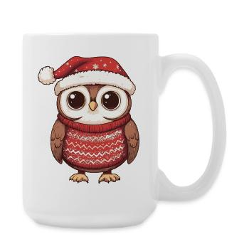 Eule Weihnachten Xmas - Große Tasse 440 ml - Weiß - Rechts