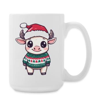 Stier Weihnachten Xmas - Große Tasse 440 ml - Weiß - Rechts
