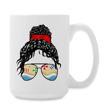 Beach Reflections Girl Sommer-Retro-Sonnenbrillen-Kunst - Große Tasse 440 ml - Weiß - Rechts