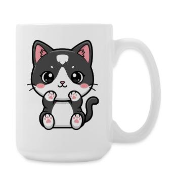 Chat de Kawaii avec des pattes rouges - Grande tasse 440 ml - blanc - Droite