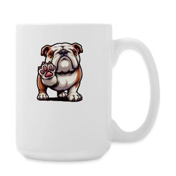 Sprich mit der Pfote Englische Bulldogge Bully  - Große Tasse 440 ml - Weiß - Rechts