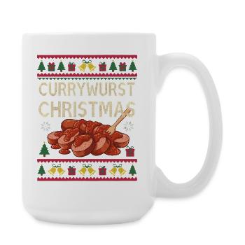 Merry Currymas Currywurst Weihnachten Xmas Wurst - Große Tasse 440 ml - Weiß - Rechts