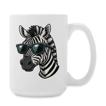 Funny Zebra with Sunglasses Cartoon Style - Large Mug 440 ml - white - Right