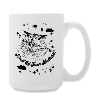 TIRED OF YOUR BULLSHIT - Large Mug 440 ml - white - Right