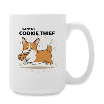 Le voleur de biscuits du Père Noël – Noël Corgi mignon - Grande tasse 440 ml - blanc - Droite