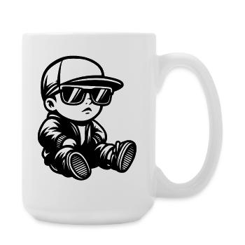 Baby mit Sonnenbrille und Cap Vorne - Große Tasse 440 ml - Weiß - Rechts