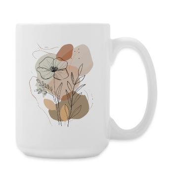 Boho Floral Line Art, Minimalistisches Naturdesign - Große Tasse 440 ml - Weiß - Rechts