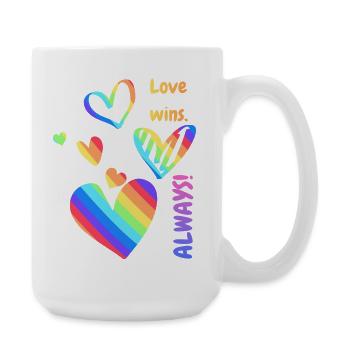 Pride / CSD / LGBTQ+ Design « l’amour gagne toujours » - Grande tasse 440 ml - blanc - Droite