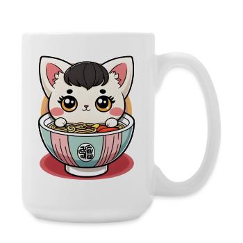 Kawaii Ramen Katze - Große Tasse 440 ml - Weiß - Rechts