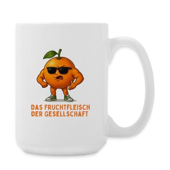 Orangene Pose: Fruchtfleisch der Gesellschaft - Große Tasse 440 ml - Weiß - Rechts