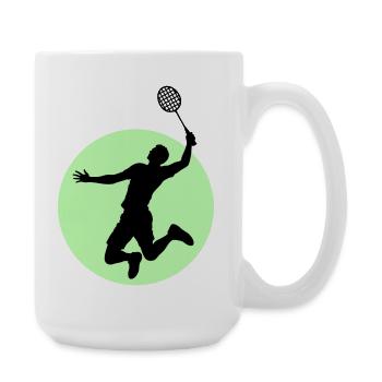 Silhouette du joueur de badminton – Puissance écrasante - Grande tasse 440 ml - blanc - Droite