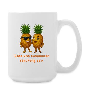 Ananas-Duo: Stachelig zusammen - Große Tasse 440 ml - Weiß - Rechts