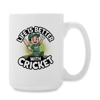 Lustiges Kricket Spruch Vintage Cricket Spiel - Große Tasse 440 ml - Weiß - Rechts
