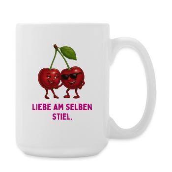 Kirschenpaar am selben Stiel - Große Tasse 440 ml - Weiß - Rechts
