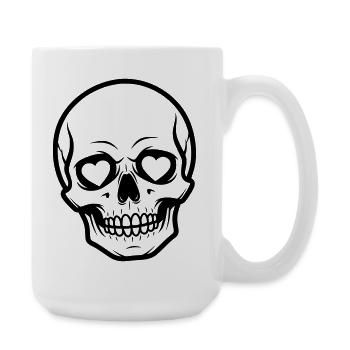 Skull Heart Line Art Illustration Design - Large Mug 440 ml - white - Right