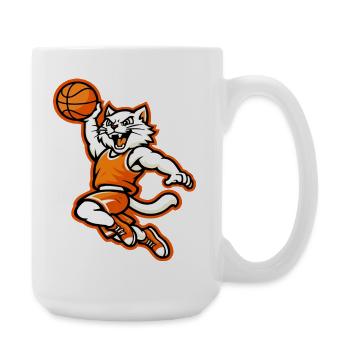 Angry Basketball Cat Slam Dunk Mascot - Large Mug 440 ml - white - Right