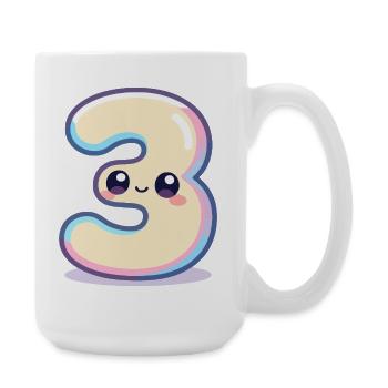 Nummer 3 Kawaii-Pastell - Große Tasse 440 ml - Weiß - Rechts