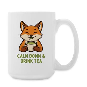 Fox relaxing drinking tea - Large Mug 440 ml - white - Right