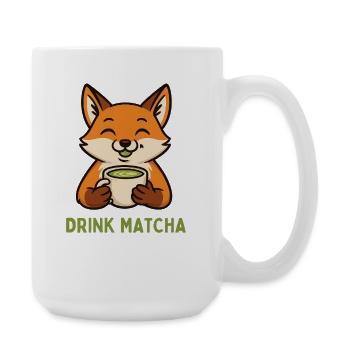 Fox enjoys matcha - Large Mug 440 ml - white - Right