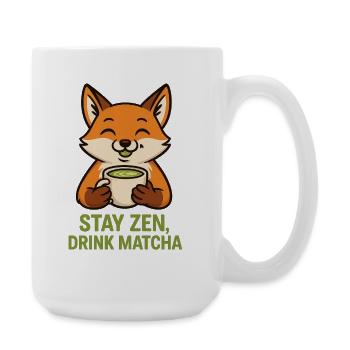 Zen fox drinks matcha - Large Mug 440 ml - white - Right