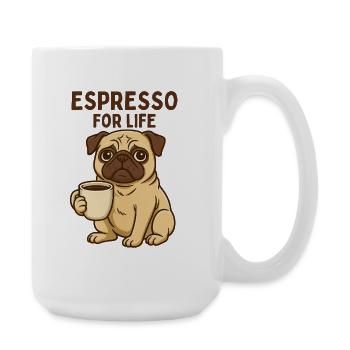 Espresso-Pug: Kaffee-Liebe - Große Tasse 440 ml - Weiß - Rechts