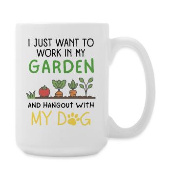 Gardening Dog Owner Mom Dad Pet Parents - Large Mug 440 ml - white - Right