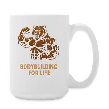 Bear Bodybuilder Power Motif - Large Mug 440 ml - white - Right