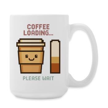 Coffee Loading Pixel Art - Morgenstart mit Charme - Große Tasse 440 ml - Weiß - Rechts